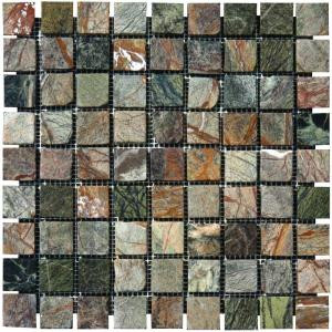 MS International Verde Amazonia 12 in. x 12 in. x 10 mm Tumbled Marble Mesh-Mounted Mosaic Tile (10 sq. ft. / case)-SMOT-RAIN-1X1-T 202508281