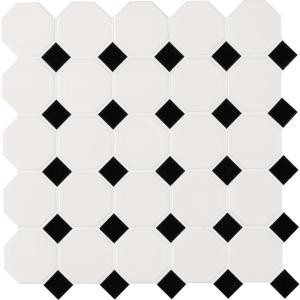 MS International White and Black Octagon 12 in. x 12 in. x 6 mm Porcelain Mesh-Mounted Mosaic Tile (18.8 sq. ft. / case)-NWHIBLAOCT 300229804