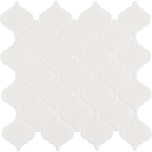 MS International White Glossy Arabesque 11 in. x 11 in. x 6 mm Porcelain Mesh-Mounted Mosaic Tile (16.6 sq. ft. / case)-NWHIARAG 300229765