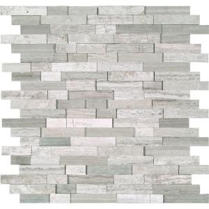 MS International White Quarry Splitface 12 in. x 12 in. x 10 mm Marble Mesh-Mounted Mosaic Tile-WQ-SFIL10MM 204265379
