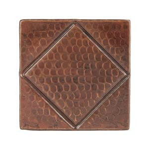 Premier Copper Products 4 in. x 4 in. Hammered Copper Decorative Wall Tile with Diamond Design in Oil Rubbed Bronze (8-Pack)-T4DBD_PKG8 206856746