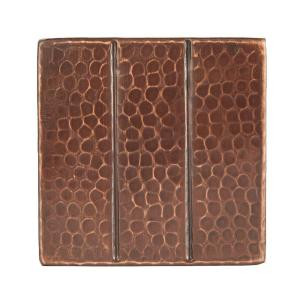 Premier Copper Products 4 in. x 4 in. Hammered Copper Decorative Wall Tile with Linear Design in Oil Rubbed Bronze (8-Pack)-T4DBL_PKG8 206856748