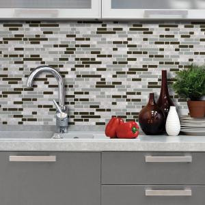 Smart Tiles Bellagio Grigio 10.125 in. x 10 in. Peel and Stick Mosaic Decorative Wall Tile in Brown (6-Pack)-SM1065-6 205656071