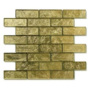 Solistone Folia Golden Willow 12 in. x 12 in. x 6.35 mm Gold Glass Mesh-Mounted Mosaic Wall Tile (10 sq. ft. / case)-9054 100659969