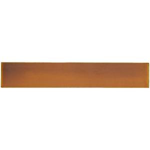 Solistone Hand-Painted Tangerine Orange 1 in. x 6 in. Ceramic Pencil Liner Trim Wall Tile-TANGERINE-PL 206075222