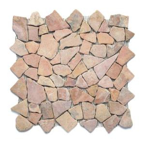 Solistone Indonesian Sumatra Red 12 in. x 12 in. x 6.35 mm Natural Stone Pebble Mesh-Mounted Mosaic Tile (10 sq. ft. / case)-6003 100659941