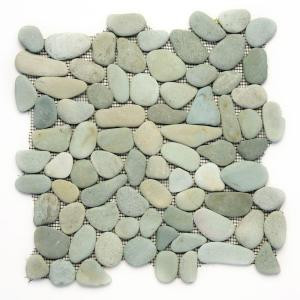 Solistone River Rock Turquoise 12 in. x 12 in. x 12.7 mm Natural Stone Pebble Mosaic Floor and Wall Tile (10 sq. ft. / case)-6006 100659944