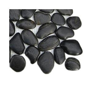 Splashback Tile 3D Pebble Rock Jet Black Stacked Marble Mosaic Floor and Wall Tile - 3 in. x 6 in. x 8 mm Tile Sample-R1A7 STONE TILES 203478137