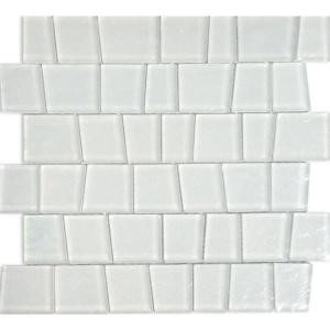 Splashback Tile Alps White Trapezoid 12 in. x 11-3/4 in. x 8 mm Glass Mosaic Tile-ALPSWHTTRAP2X8 206496858