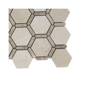 Splashback Tile Ambrosia Crema Marfil and Light Emperador Stone Mosaic Floor and Wall Tile - 6 in. x 6 in. Floor and Wall Tile Sample-L2A1 STONE TILE 203478167