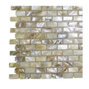 Splashback Tile Baroque Pearls Mini Brick Pattern Pearl Glass Floor and Wall Tile - 3 in. x 6 in. Tile Sample-R3D3 203218095