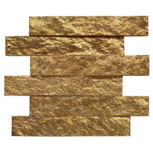 Splashback Tile Bedeck Classic Gold 2 in. x 12 in. x 8 mm Stone Subway Wall Tile-BDKCLGLD 206785961