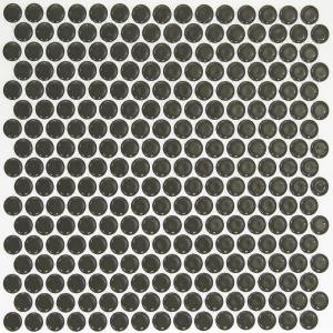 Splashback Tile Bliss Edged Penny Round Polished Dark Gray Ceramic Mosaic Floor and Wall Tile - 3 in. x 6 in. Tile Sample-T1C2 206497033