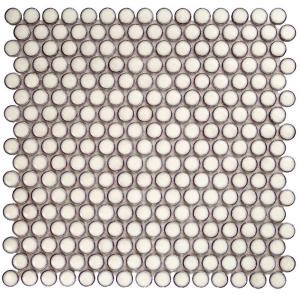 Splashback Tile Bliss Edged Penny Round Polished Eskimo Ceramic Mosaic Floor and Wall Tile - 3 in. x 6 in. Tile Sample-T1B1 206497040