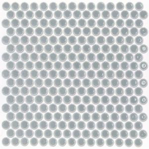 Splashback Tile Bliss Edged Penny Round Polished Modern Gray Ceramic Mosaic Floor and Wall Tile - 3 in. x 6 in. Tile Sample-T1A2 206497037