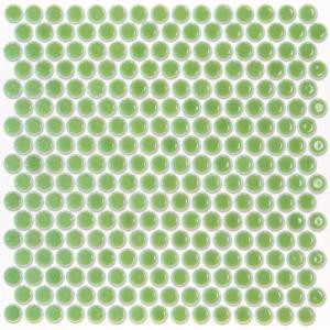 Splashback Tile Bliss Edged Penny Round Polished Wheat Grass Ceramic Mosaic Floor and Wall Tile - 3 in. x 6 in. Tile Sample-T1D2 206497036
