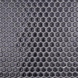 Splashback Tile Bliss Hexagon Black 12 in. x 12 in. x 10 mm Polished Ceramic Mosaic Tile-BLISSHEXPOLBLK 206496915