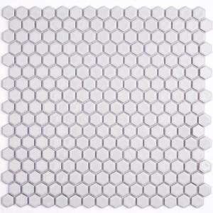 Splashback Tile Bliss Hexagon White 12 in. x 12 in. x 10 mm Polished Ceramic Mosaic Tile-BLISSHEXPOLWHT 206496916