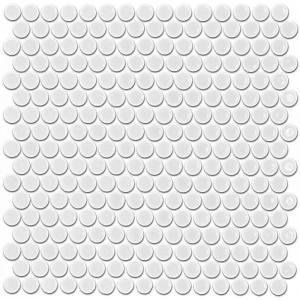 Splashback Tile Bliss Penny Round White 12 in. x 12 in. x 10 mm Polished Ceramic Floor and Wall Mosaic Tile-BLISSPNYRNDPOLWHT 206496919