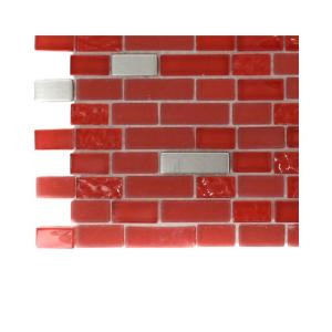 Splashback Tile Bloody Mary Brick Glass Tile - 3 in. x 6 in. x 8 mm Tile Sample-R4A6 GLASS TILES 203288440