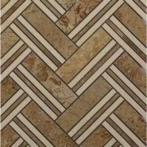 Splashback Tile Boost Travertine with Beige Line Marble Mosaic Tile - 3 in. x 6 in. Tile Sample-C1C12 BOOST TAVERTINE 206154510