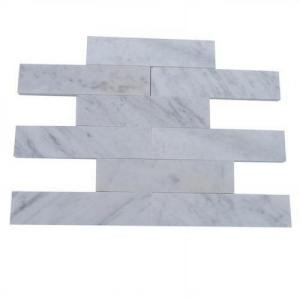 Splashback Tile Brushed White Carrera Marble Mosaic Tile - 2 in. x 8 in. Tile Sample-C1A8 BRUSHED MARBLE WHITE CARRERA SAMPLE 206154559