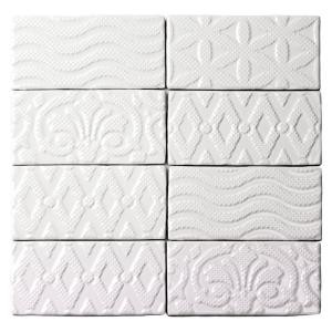 Splashback Tile Catalina Deco White 3 in. x 6 in. x 8 mm Ceramic and Wall Subway Tile-CATALINADECO3X6WHITE 206496903