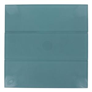 Splashback Tile Contempo 4 in. x 12 in. x 8 mm Turquoise Polished Glass Floor and Wall Tile-CONTEMPOTURQUOISE4X12POLISHEDGLASS TILE 203288468