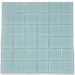 Splashback Tile Contempo Blue Gray Frosted Glass 12 in. x 12 in. x 8 mm Floor and Wall Tile-CONTEMPOBLUEGRAYFROSTED2X2GLASSTILE 203288541