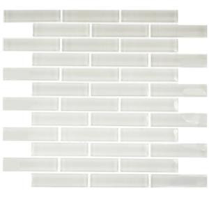 Splashback Tile Contempo Bright White Big Brick 12 in. x 12 in. x 8 mm Glass Mosaic Floor and Wall Tile-CONTEMPOBRIGHTWHITEBIGBRICK1X4GLASSTILE 203288536