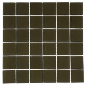 Splashback Tile Contempo Khaki 12 in. x 12 in. x 8 mm Frosted Glass Mosaic Floor and Wall Tile-CONTEMPO KHAKI FROSTED 2X2 GLASS TILE 203288516