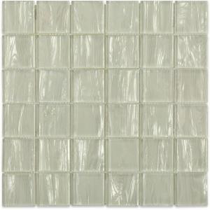Splashback Tile Contempo Metallic White Glass Mosaic Wall Tile - 3 in. x 6 in. Tile Sample-SMP-CNTMPO-METALLIC WHITE 2X2SAMPLE 206347135
