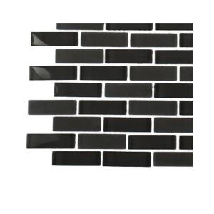 Splashback Tile Contempo Smoke Gray Brick Glass Tile - 3 in. x 6 in. x 8 mm Tile Sample-L6A2 GLASS TILE 203288379