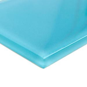Splashback Tile Contempo Turquoise Polished Glass Mosaic Floor and Wall Tile - 6 in. x 3 in. x 8 mm Tile Sample-L5A11 203218002