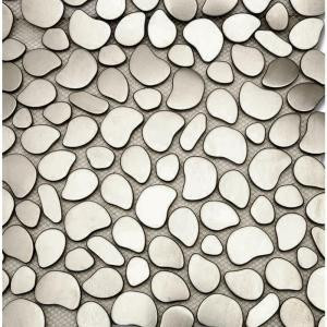 Splashback Tile Corrie Pavestone Brushed Silver Metal Tile - 3 in. x 6 in. Tile Sample-C2B7CRIPAVMTL 206822970