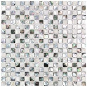 Splashback Tile Coule Black and White Checkerboard Pearl Shell Mosaic Tile - 12 in. x 12 in. Tile Sample-CLCHKBRDPRLSMP 300990163