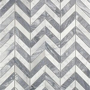 Splashback Tile Dart White Carrara and Bardiglio Marble Mosaic Tile - 3 in. x 6 in. Tile Sample-S1C2DRTCRABRD 206675397