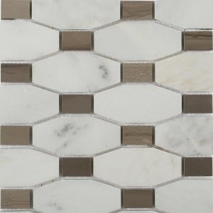 Splashback Tile Diapson Oriental with Athens Gray Dot Polished Marble Tile - 3 in. x 6 in. Tile Sample-L2D3DIAORIAGDT 206823040