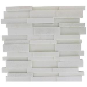 Splashback Tile Dimension 3D Brick White Thassos Marble 12 in. x 12 in. x 8 mm Mosaic Floor and Wall Tile-DIMENSION3DBRICKWHITETHASSOSMARBLEMOSAIC 203288466