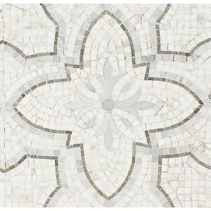 Splashback Tile Garden White Gray 12 in. x 12 in. x 10 mm Marble Mosaic Tile-GDNWHTGRY 206675404