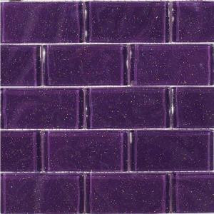 Splashback Tile Glitter Lavender Glass Mosaic Floor and Wall Tile - 3 in. x 6 in. Tile Sample-SMP-GLITTER-LAVENDERSAMPLE 206347136