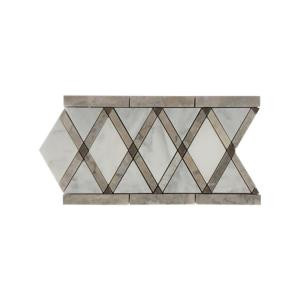 Splashback Tile Grand Lagos Gray Border 6 in. x 12 in. x 10 mm Polished Marble Floor and Wall Tile-GDLGSBD 206823009