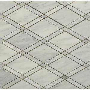 Splashback Tile Grand Textured White Carrera 11 in. x 12 in. x 10 mm Polished Marble Mosaic Tile-GDTXCRA 206822996