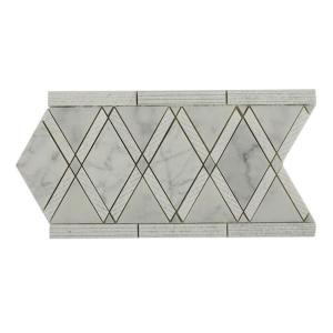 Splashback Tile Grand Textured White Carrera Border 6 in. x 12 in. x 10 mm Polished Marble Floor and Wall Tile-GDTXCRABD 206823015