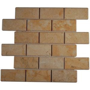 Splashback Tile Jerusalem Gold Beveled 12 in. x 12 in. x 8 mm Natural Stone Floor and Wall Tile-JER GOLD 2X4 BEV 203478182