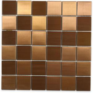 Splashback Tile Metal Copper 2 in. Squares 12 in. x 12 in. x 8 mm Stainless Steel Backsplash Tile-METAL COPPER STAINLESS STEEL 2X2 SQUARES 203478204