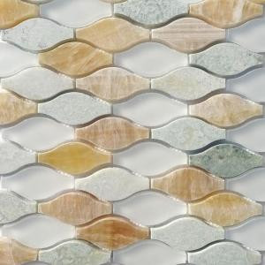 Splashback Tile Micro Grass Seed Glass and Marble Floor and Wall Tile - 3 in. x 6 in. Tile Sample-SMP-MICRO-GRASS-SEEDSAMPLE 206347090