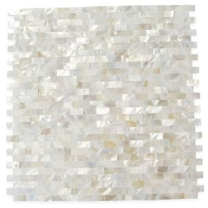 Splashback Tile Mother of Pearl Serene White Bricks Seamless 12 in. x 12 in. x 3 mm Pearl Shell Glass Wall Mosaic Tile-MOPWHTBRIKSEAMLESPEARL 206496846