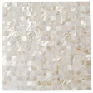 Splashback Tile Mother Of Pearl Serene White Squares 12 in. x 12 in. x 2 mm Seamless Pearl Shell Glass Wall Mosaic Tile-MOPWHTSQSEAMLESPEARL 206496847