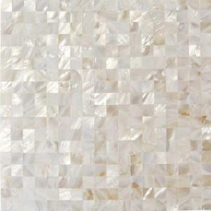 Splashback Tile Mother of Pearl White Square Pearl Shell Mosaic Floor and Wall Tile - 3 in. x 6 in. Tile Sample-C3C9 206496950